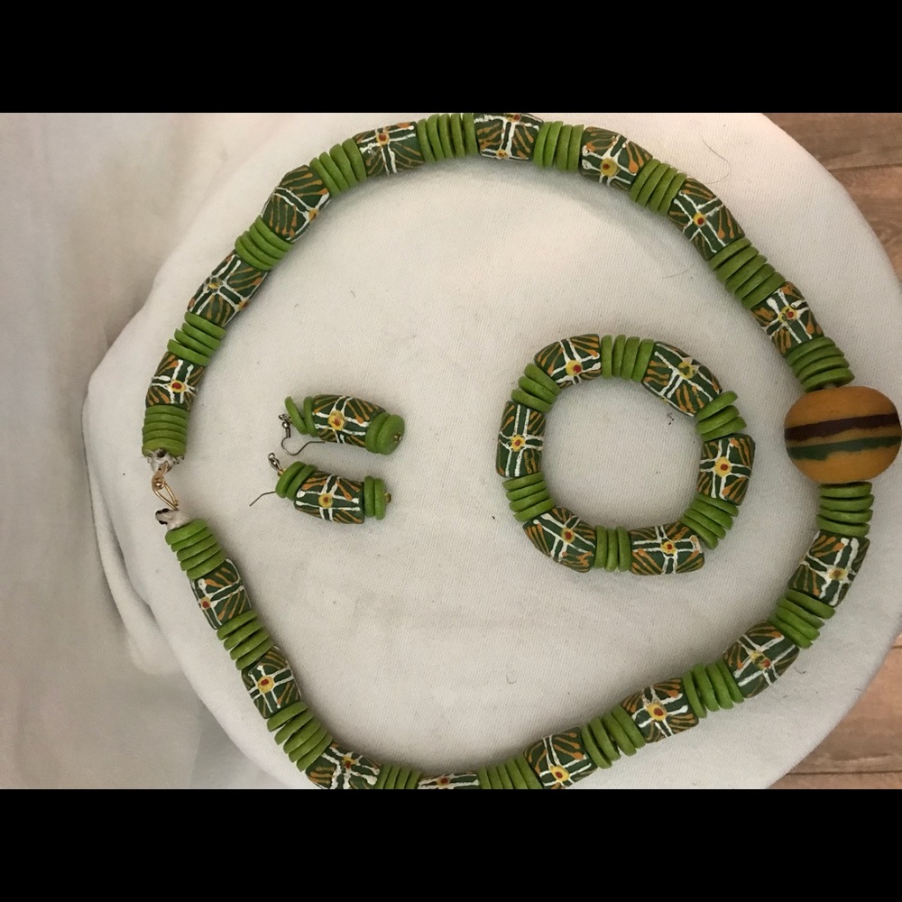 Hand crafted beaded necklace  set made in Ghana